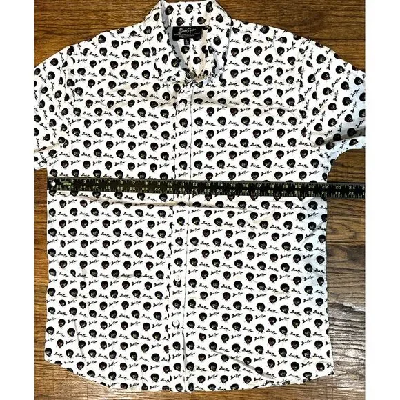 Men's Black and White Casual Button Down Shirt - Picture 7 of 8